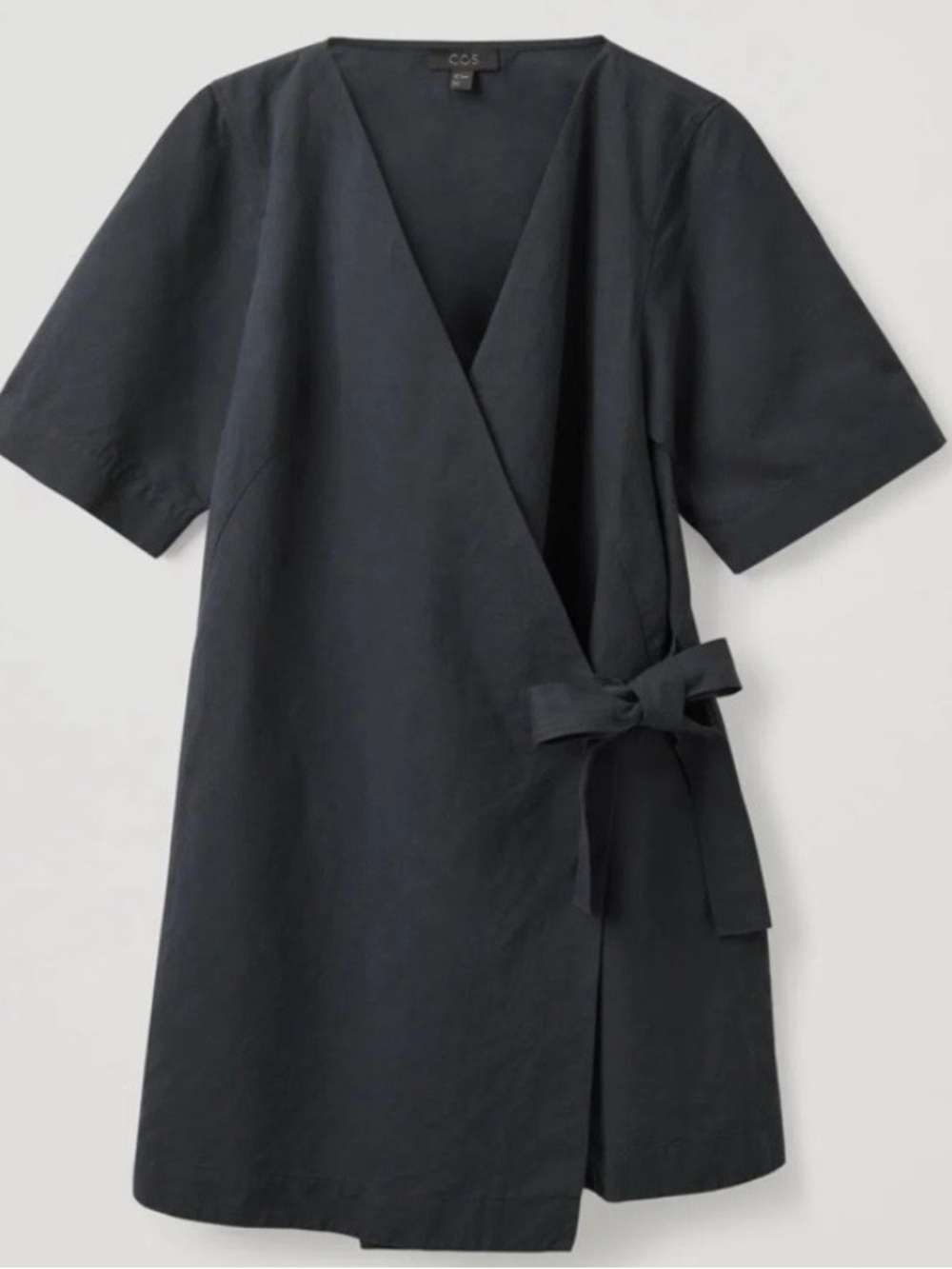 COS Dark Grey Wrap-Front Linen Dress
